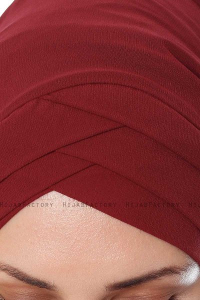 Mehtap - Bordeaux Praktisk One Piece Chiffon Hijab