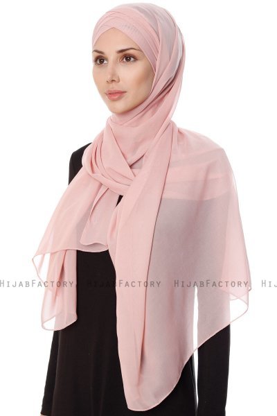 Mehtap - Gammelrosa Praktisk One Piece Chiffon Hijab