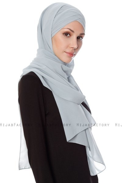 Mehtap - Grå Praktisk One Piece Chiffon Hijab