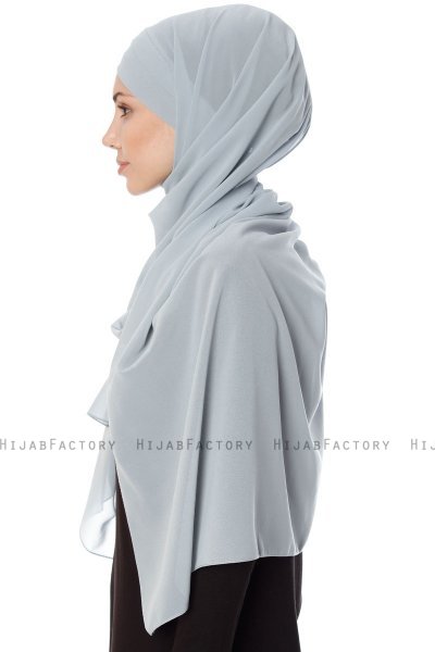 Mehtap - Grå Praktisk One Piece Chiffon Hijab