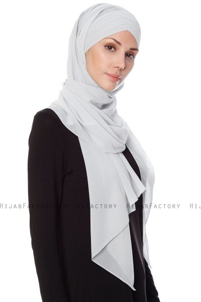 Mehtap - Lysegrå Praktisk One Piece Chiffon Hijab
