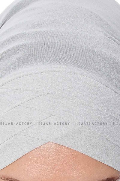 Mehtap - Lysegrå Praktisk One Piece Chiffon Hijab