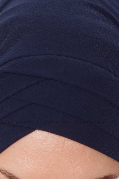 Mehtap - Marine Blå Praktisk One Piece Chiffon Hijab