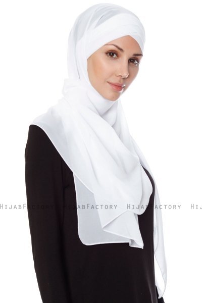 Mehtap - Hvid Praktisk One Piece Chiffon Hijab