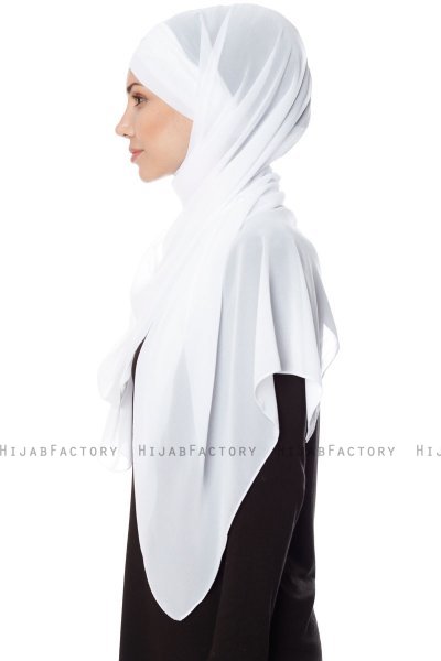 Mehtap - Hvid Praktisk One Piece Chiffon Hijab