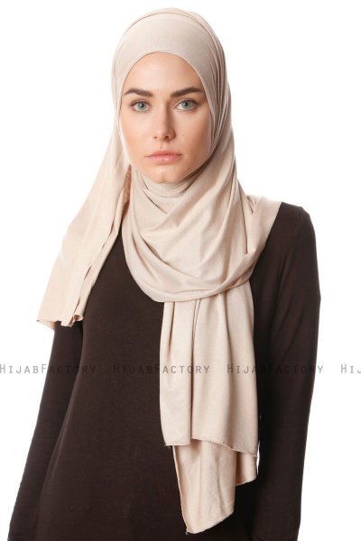 Melek - Lys Taupe Premium Jersey Hijab - Ecardin