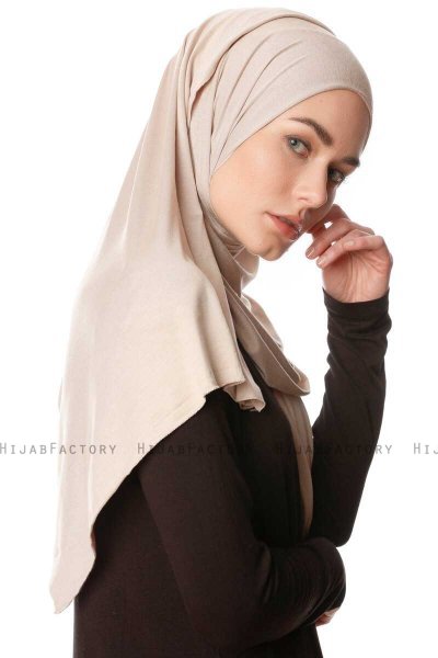 Melek - Lys Taupe Premium Jersey Hijab - Ecardin