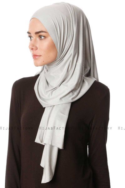 Melek - Lysegrå Premium Jersey Hijab - Ecardin