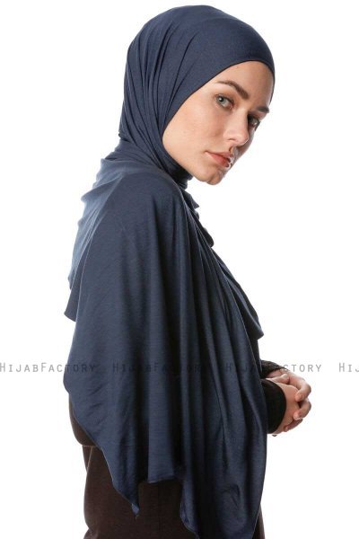 Melek - Marine Blå Premium Jersey Hijab - Ecardin