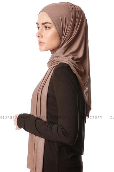Melek - Mørk Taupe Premium Jersey Hijab - Ecardin