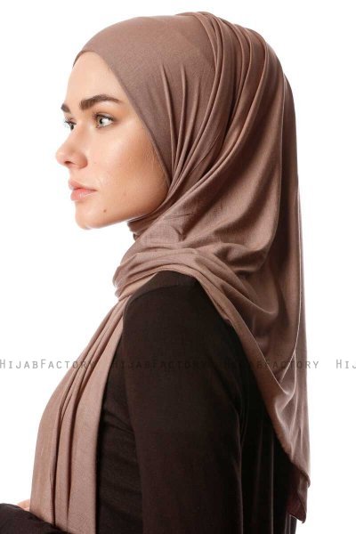 Melek - Mørk Taupe Premium Jersey Hijab - Ecardin