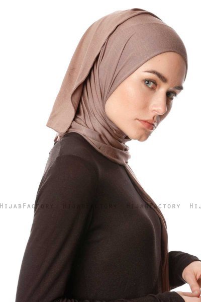 Melek - Mørk Taupe Premium Jersey Hijab - Ecardin