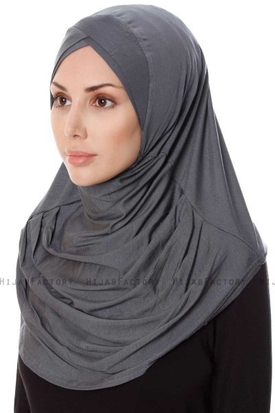 Mia - Mørkegrå Sort One-Piece Al Amira Hijab - Ecardin