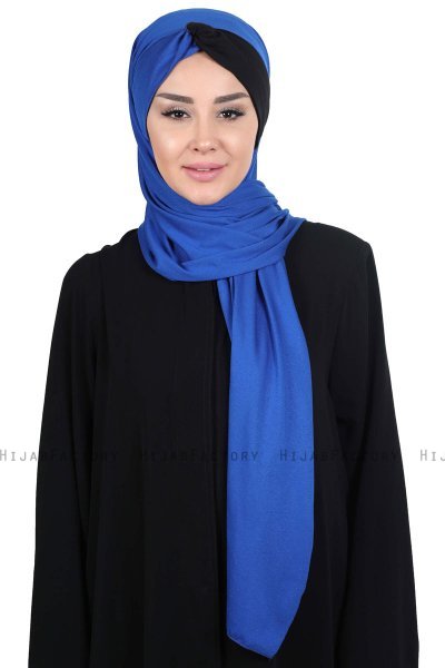 Mikaela - Sort & Blå Praktisk Bumuld Hijab