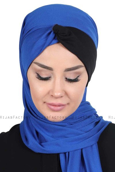 Mikaela - Sort & Blå Praktisk Bumuld Hijab
