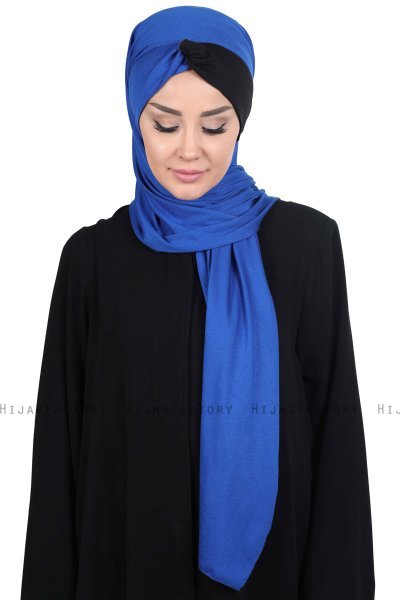 Mikaela - Sort & Blå Praktisk Bumuld Hijab