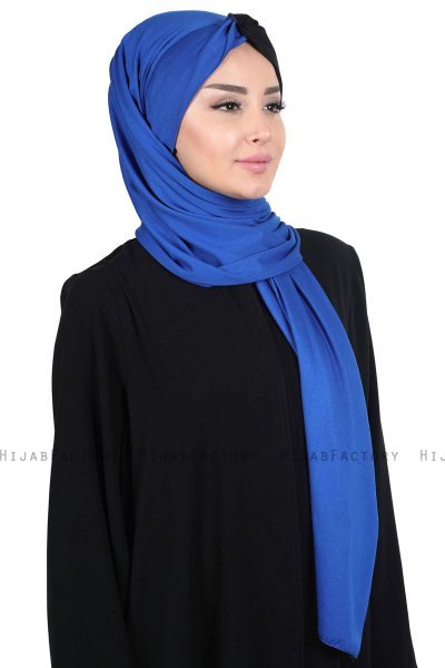 Mikaela - Sort & Blå Praktisk Bumuld Hijab
