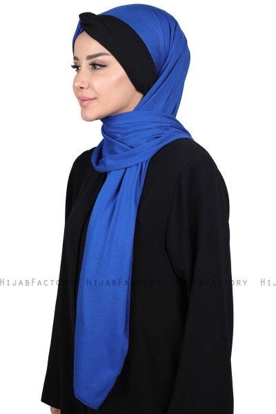 Mikaela - Sort & Blå Praktisk Bumuld Hijab