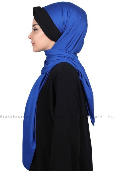 Mikaela - Sort & Blå Praktisk Bumuld Hijab