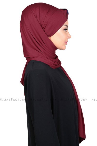 Mikaela - Bordeaux & Marine Blå Praktisk Bumuld Hijab