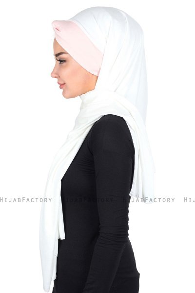 Mikaela - Creme & Gammelrosa Praktisk Bumuld Hijab