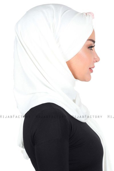 Mikaela - Creme & Gammelrosa Praktisk Bumuld Hijab