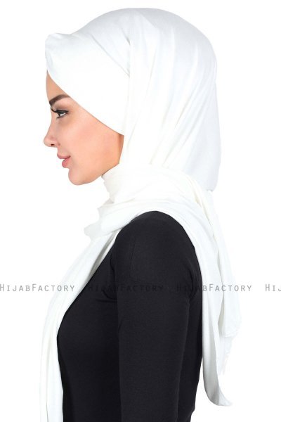 Mikaela - Creme & Taupe Praktisk Bumuld Hijab