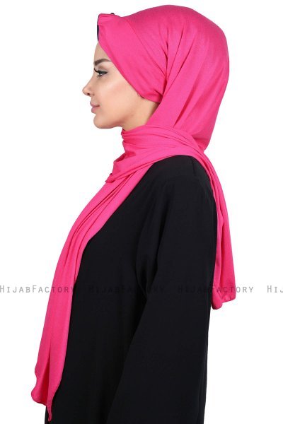 Mikaela - Fuchsia & Marine Blå Praktisk Bumuld Hijab