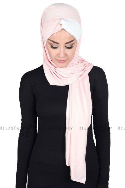Mikaela - Gammelrosa & Creme Praktisk Bumuld Hijab