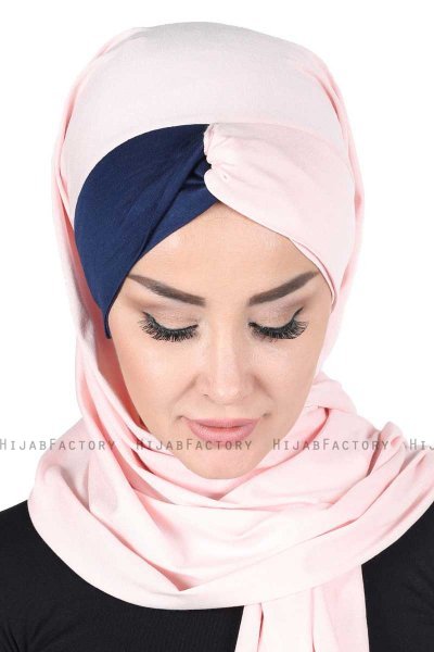 Mikaela - Gammelrosa & Marine Blå Praktisk Bumuld Hijab