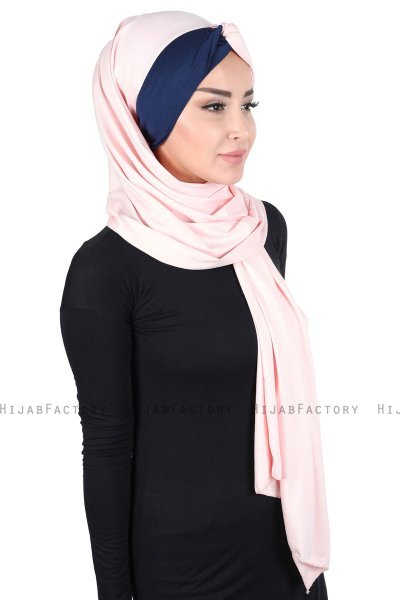 Mikaela - Gammelrosa & Marine Blå Praktisk Bumuld Hijab