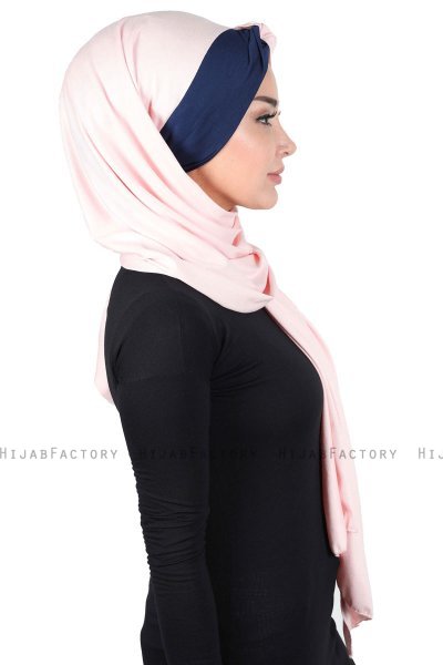 Mikaela - Gammelrosa & Marine Blå Praktisk Bumuld Hijab