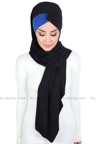 Mikaela - Sort & Blå Praktisk Bumuld Hijab