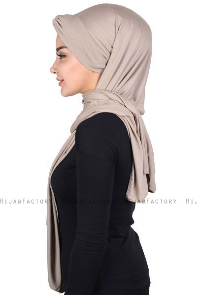Mikaela - Taupe & Gammelrosa Praktisk Bumuld Hijab