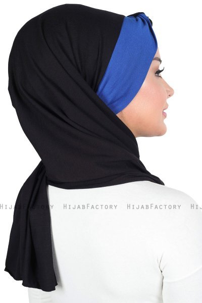 Mikaela - Sort & Blå Praktisk Bumuld Hijab