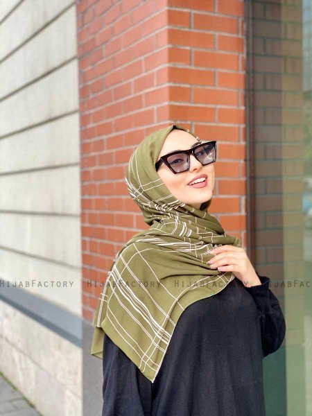 Muna - Khaki Mønstred Crepe Hijab - Mirach