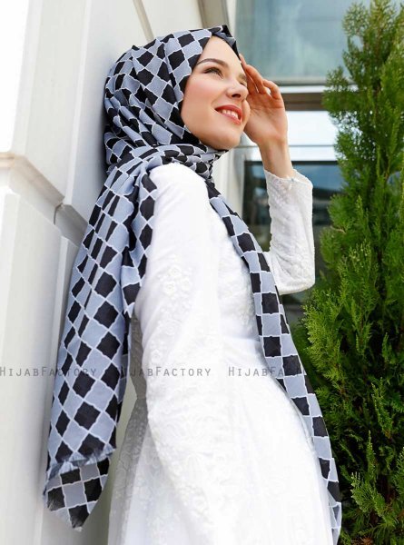 Nakia - Sort Mønstrede Hijab - Sal Evi