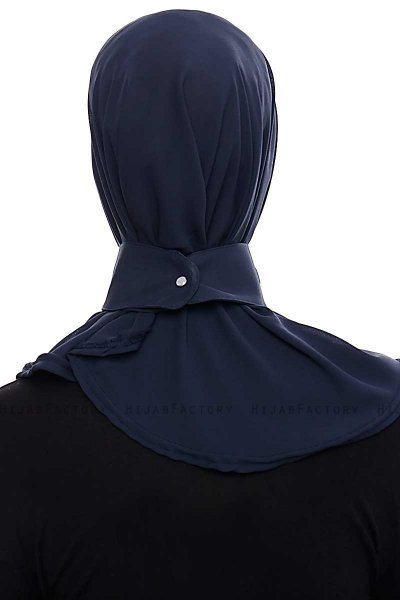 Narin - Marine Blå Praktisk One Piece Crepe Hijab