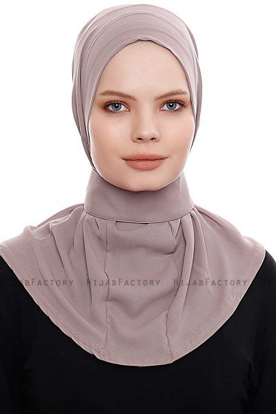 Narin - Mørk Taupe Praktisk One Piece Crepe Hijab