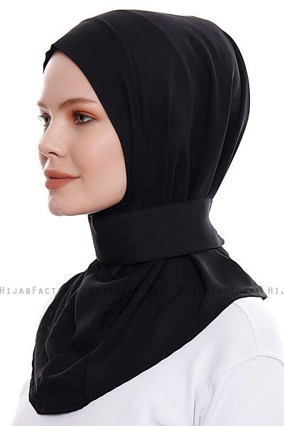 Narin - Sort Praktisk One Piece Crepe Hijab