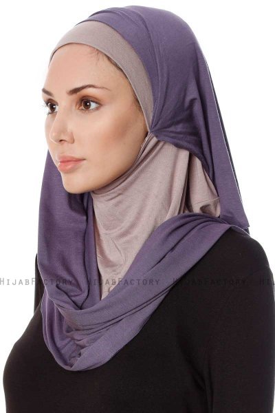Naz - Lilla & Stengrå Praktisk One Piece Hijab - Ecardin