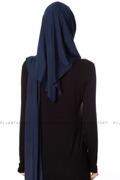 Naz - Marine Blå & Lyseblå Praktisk One Piece Hijab - Ecardin