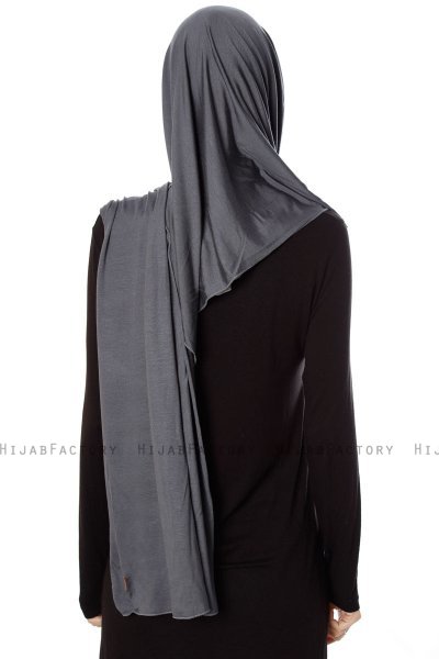 Naz - Mørkegrå & Lysegrå Praktisk One Piece Hijab - Ecardin