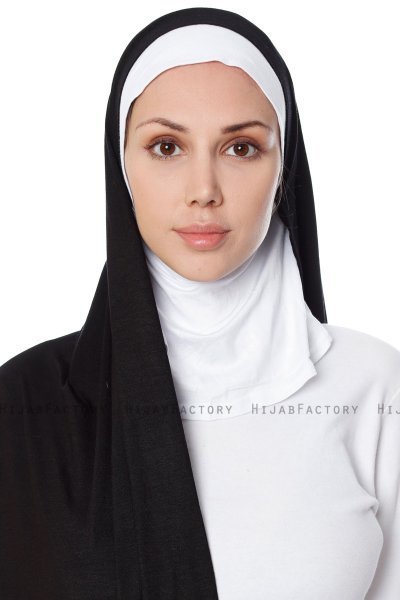 Naz - Sort & Hvid Praktisk One Piece Hijab - Ecardin