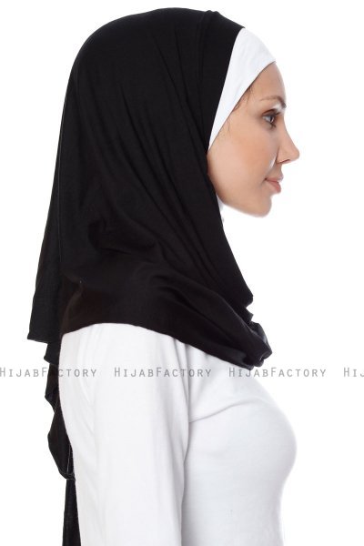 Naz - Sort & Hvid Praktisk One Piece Hijab - Ecardin