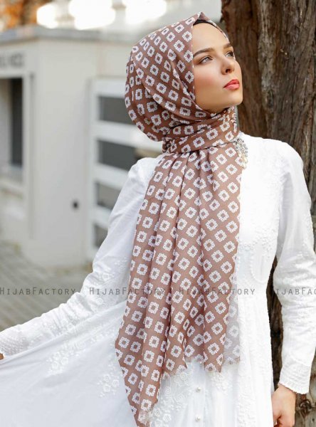 Nesrin - Brun Mønstrede Hijab
