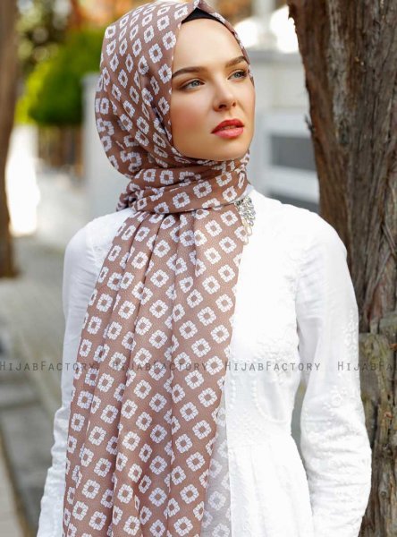 Nesrin - Brun Mønstrede Hijab