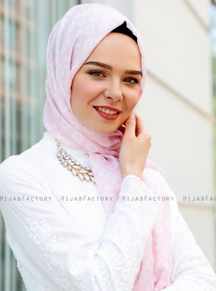 Nesrin - Pink Mønstrede Hijab - Sal Evi