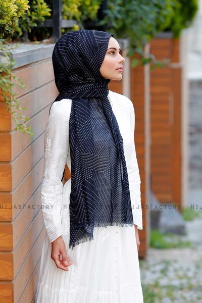Nija - Sort Mønstrede Hijab - Sal Evi