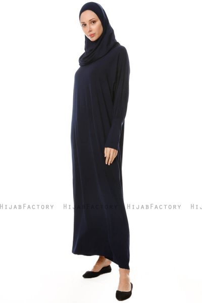 Nisa - Marine Blå Bøn Kjole - Miss Halima